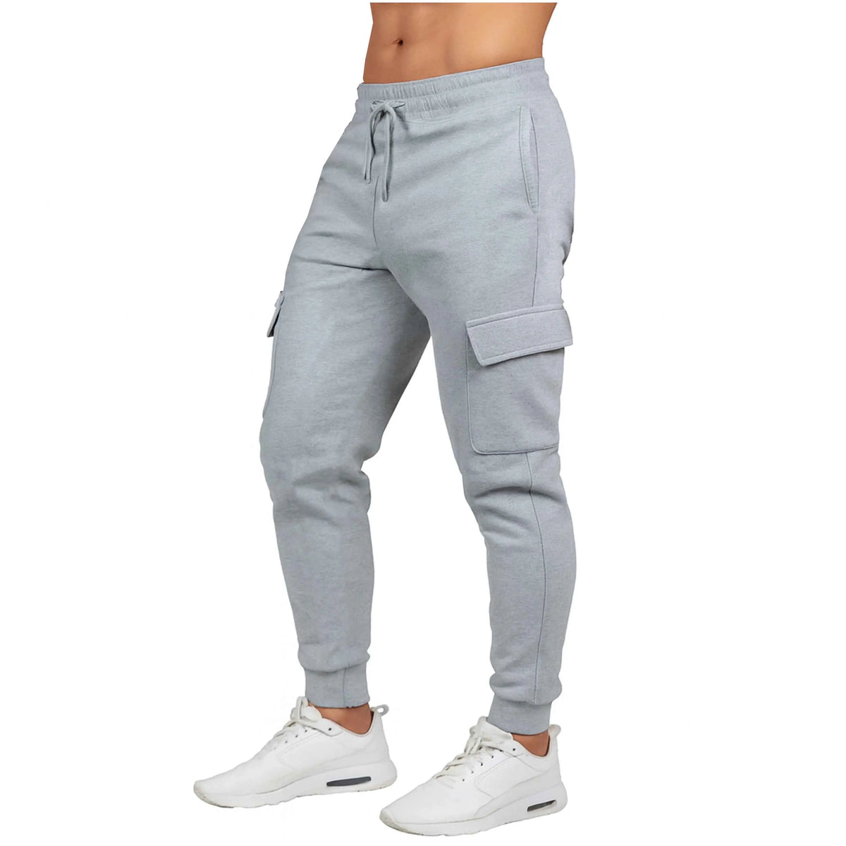 Men Winter Solid Windproof Lightweight Casual Mid Waist Modern Fit Polyester/Cotton Knitted Flat Front Drawstring Closure Fleece