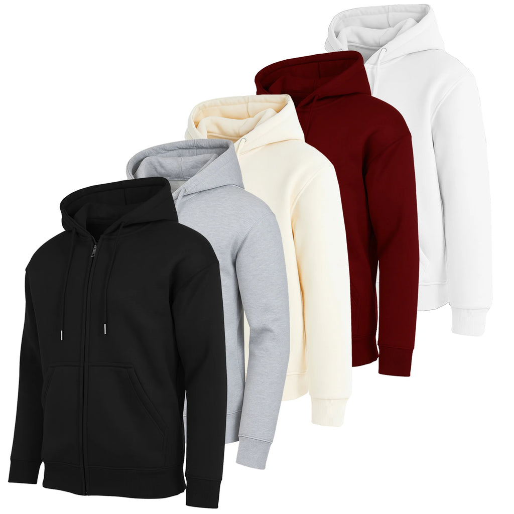 Men's Solid Winter Sherpa Lined Full Zip-Up Hooded Breathable Eco-Friendly Regular Fit Pockets Hoodie (S-3XL)