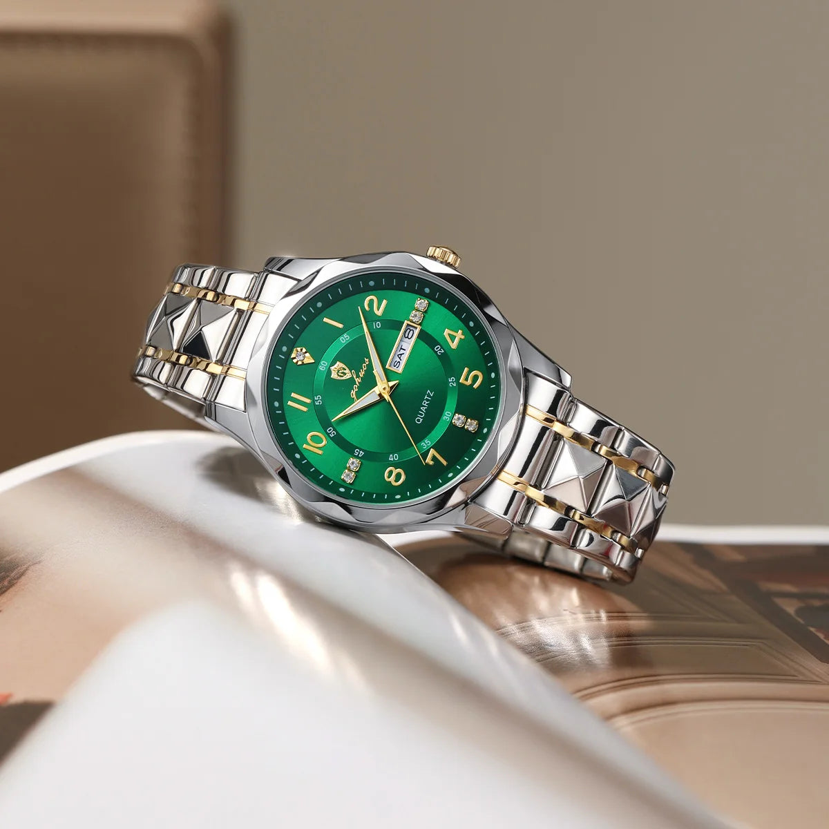 US Local Stock Gohuos 8810 Men's Business Quartz Watch Stainless Steel Luminous Hands Classic Watches Life Waterproof Wristwatch