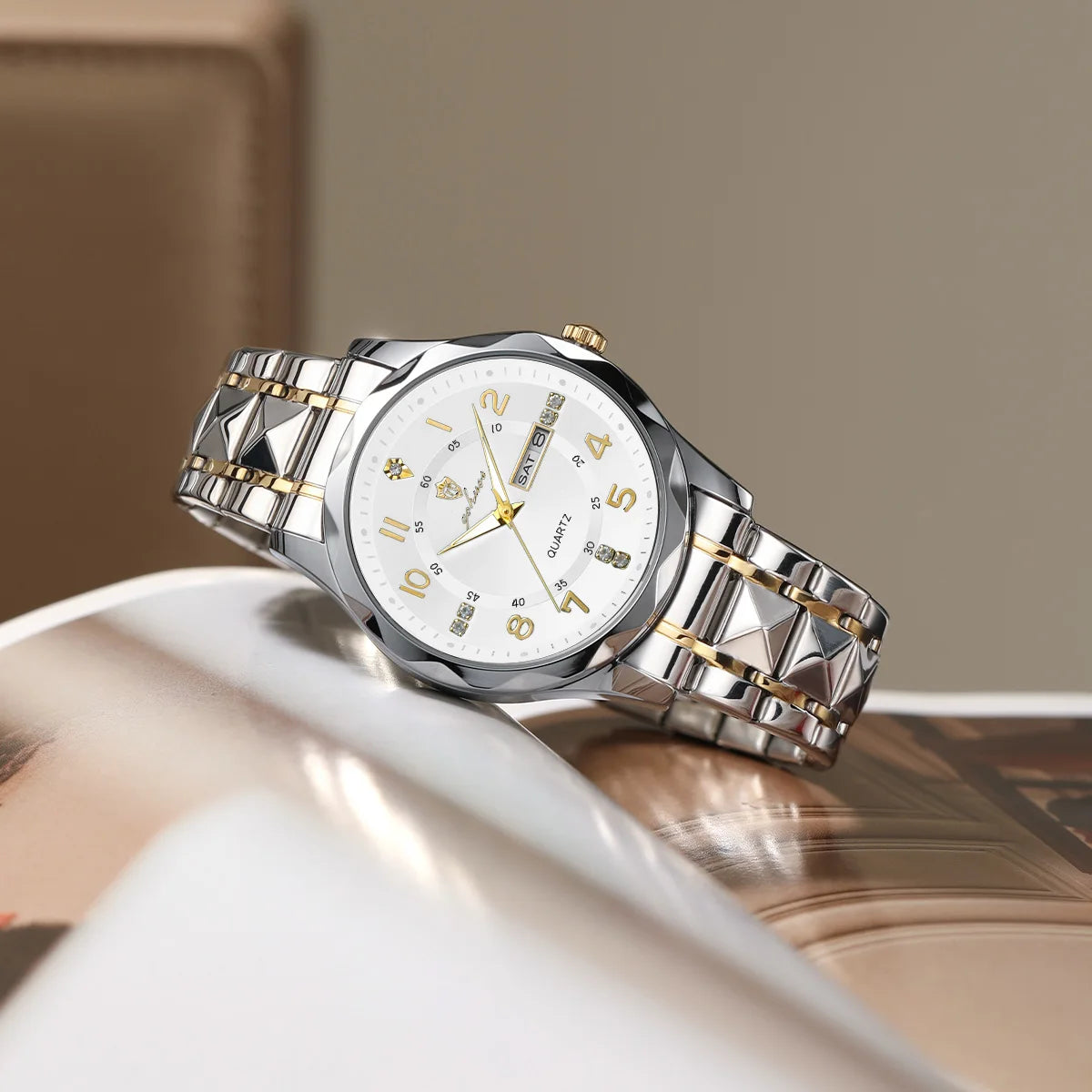 US Local Stock Gohuos 8810 Men's Business Quartz Watch Stainless Steel Luminous Hands Classic Watches Life Waterproof Wristwatch