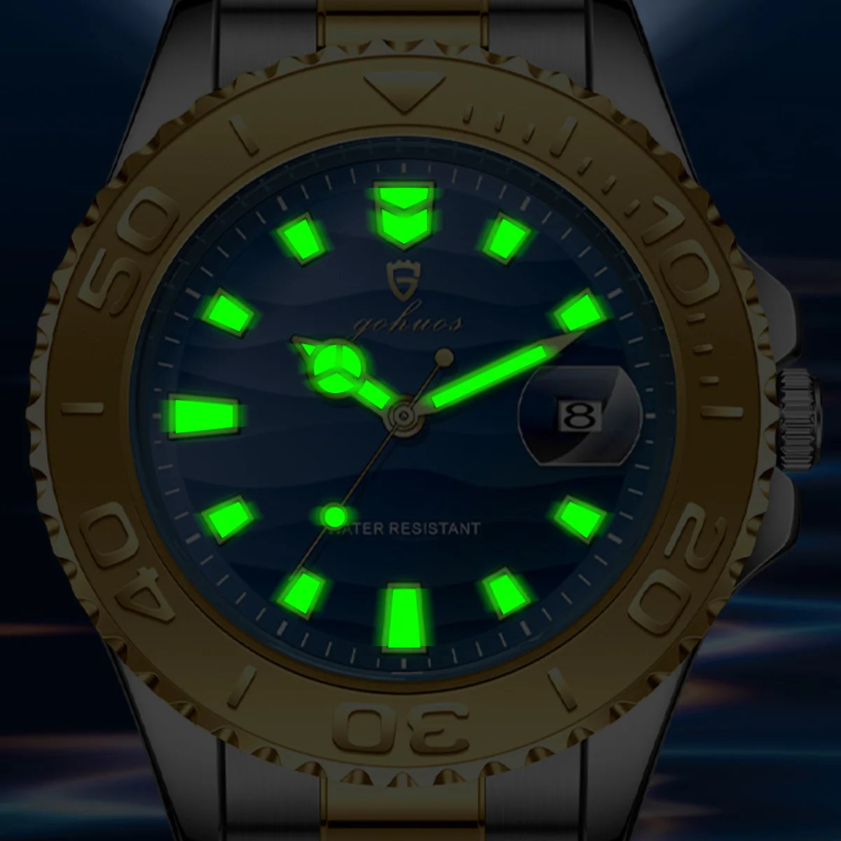 US Local Stock Gohuos 58818 Classic Simple Design Gold Black Men's Wrist Watches Waterproof Luxury Luminous Quartz Watch for Men