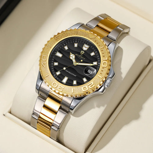US Local Stock Gohuos 58818 Classic Simple Design Gold Black Men's Wrist Watches Waterproof Luxury Luminous Quartz Watch for Men