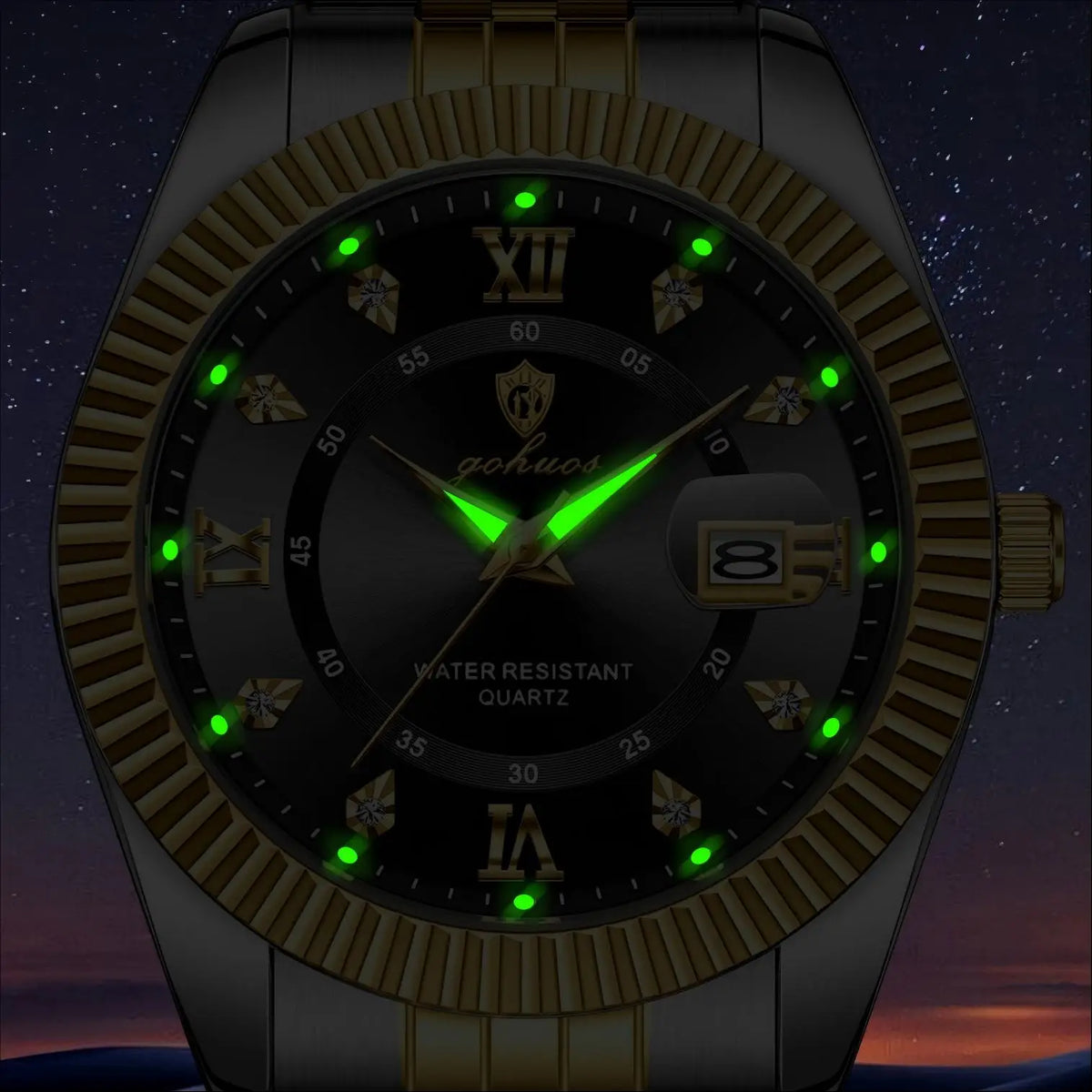 US Local Stock Gohuos 8804 High Quality Waterproof Stainless Steel Classic Quartz Watch Luminous Hands Date Display Men Watches