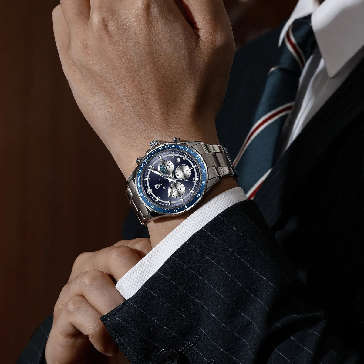 US Local Stock Gohuos 9815 Hot Sale Chronograph Quartz Men Watches Reloj Montre Stainless Steel Luminous Waterproof Wristwatches