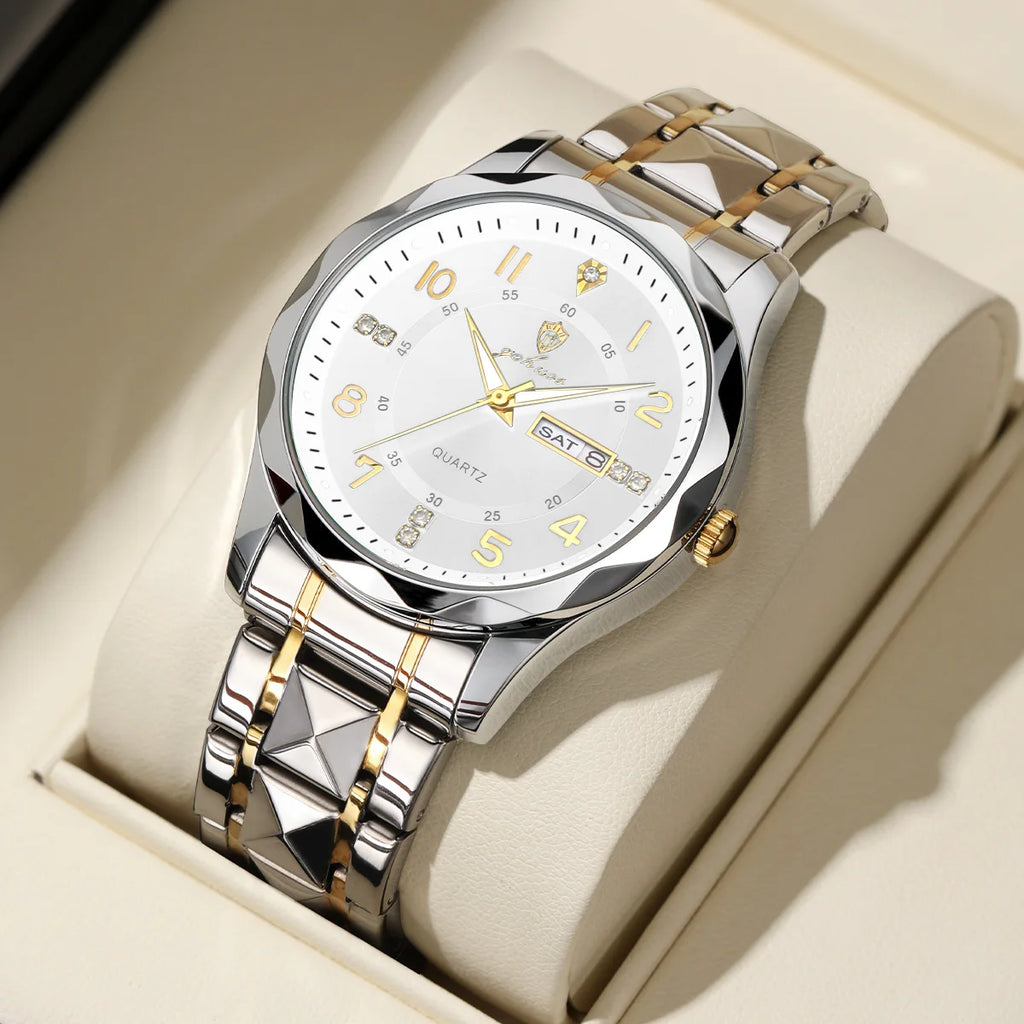US Local Stock Gohuos 8810 Men's Business Quartz Watch Stainless Steel Luminous Hands Classic Watches Life Waterproof Wristwatch