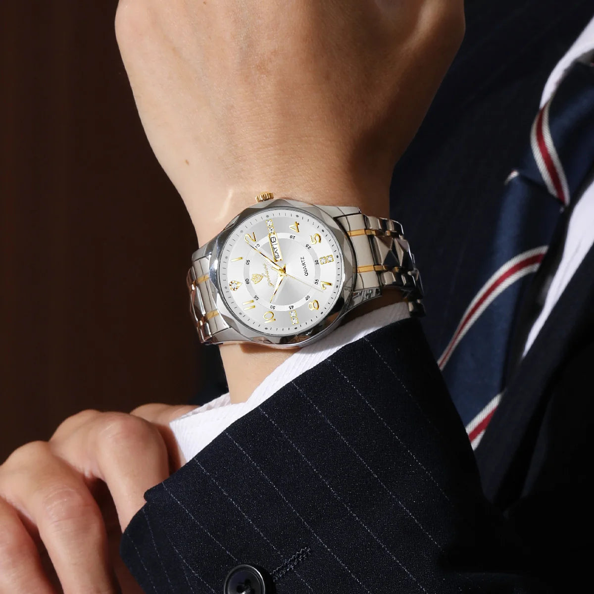 US Local Stock Gohuos 8810 Men's Business Quartz Watch Stainless Steel Luminous Hands Classic Watches Life Waterproof Wristwatch