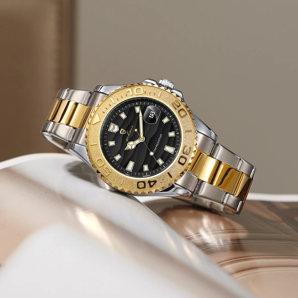 US Local Stock Gohuos 58818 Classic Simple Design Gold Black Men's Wrist Watches Waterproof Luxury Luminous Quartz Watch for Men