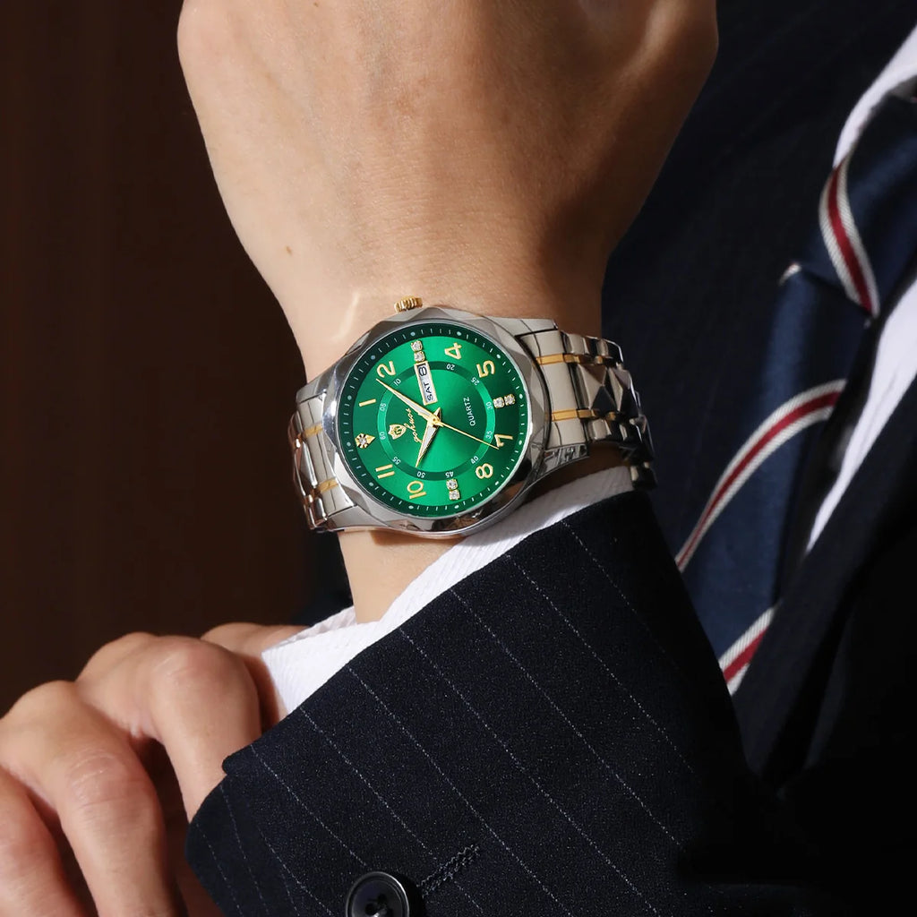 US Local Stock Gohuos 8810 Men's Business Quartz Watch Stainless Steel Luminous Hands Classic Watches Life Waterproof Wristwatch