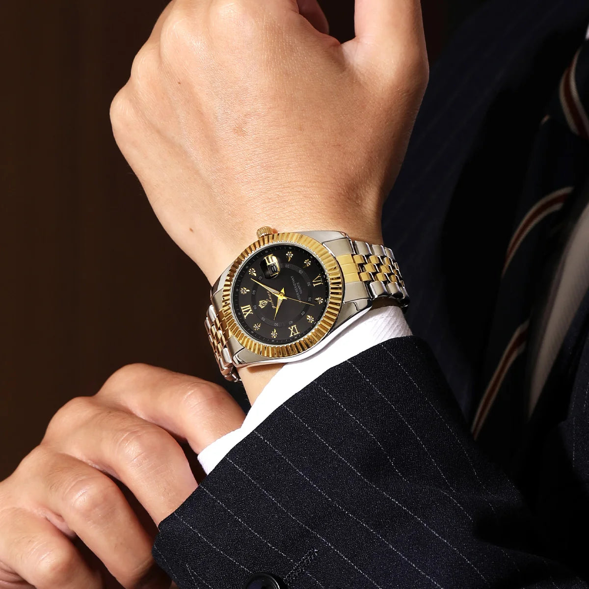 US Local Stock Gohuos 8804 High Quality Waterproof Stainless Steel Classic Quartz Watch Luminous Hands Date Display Men Watches