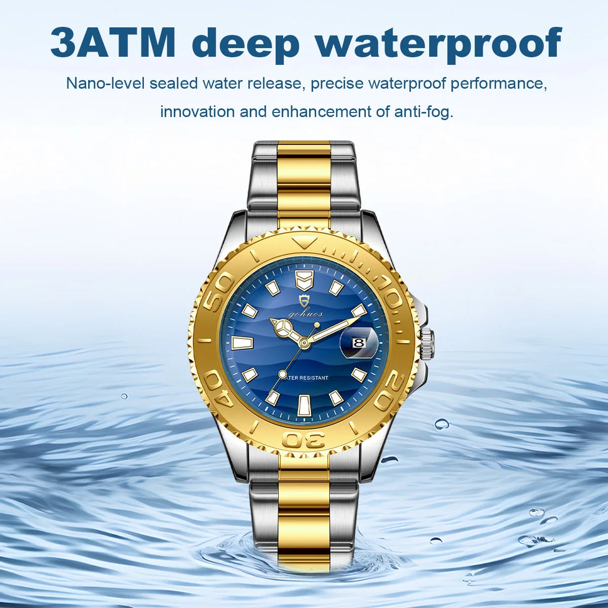US Local Stock Gohuos 58818 Classic Simple Design Gold Black Men's Wrist Watches Waterproof Luxury Luminous Quartz Watch for Men