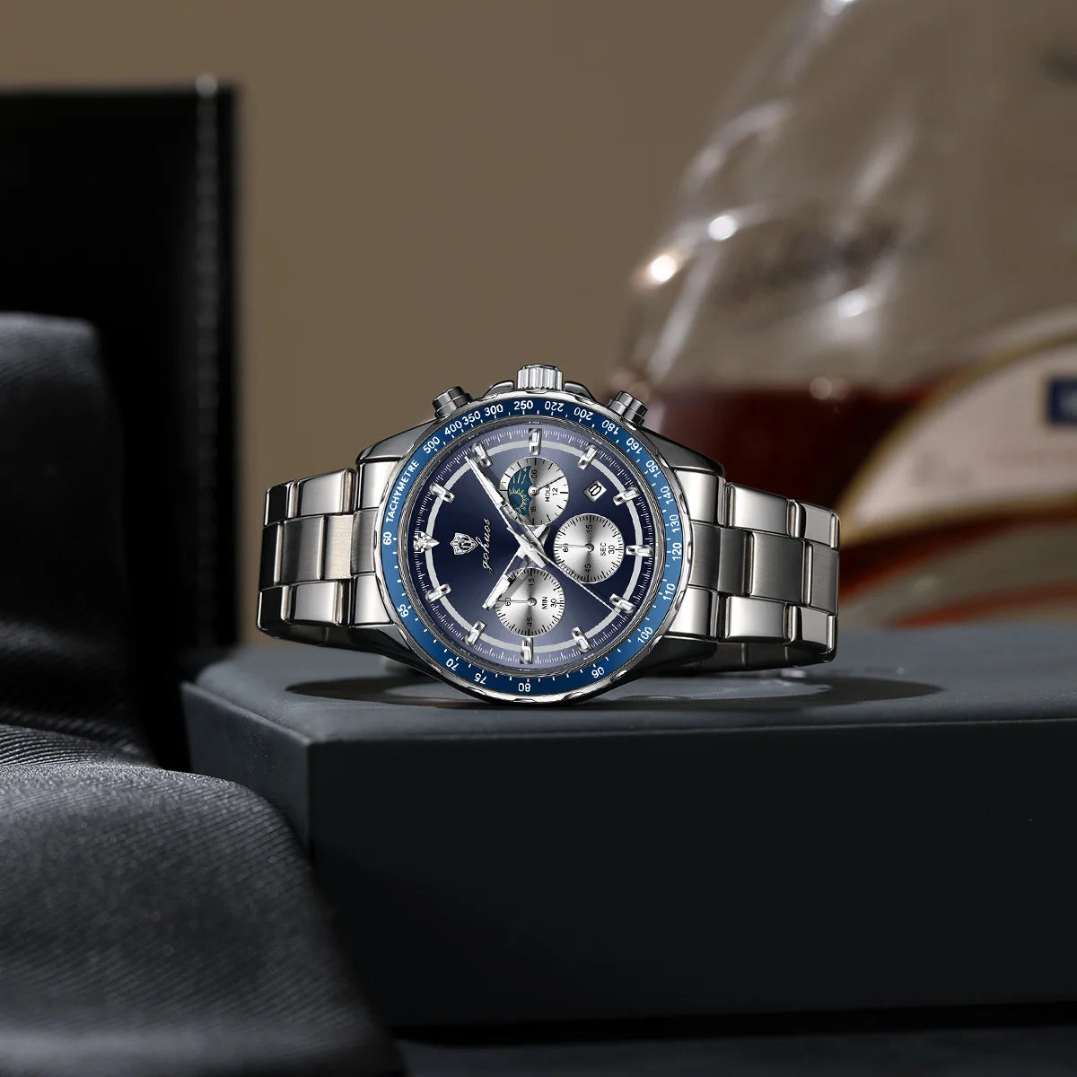 US Local Stock Gohuos 9815 Hot Sale Chronograph Quartz Men Watches Reloj Montre Stainless Steel Luminous Waterproof Wristwatches