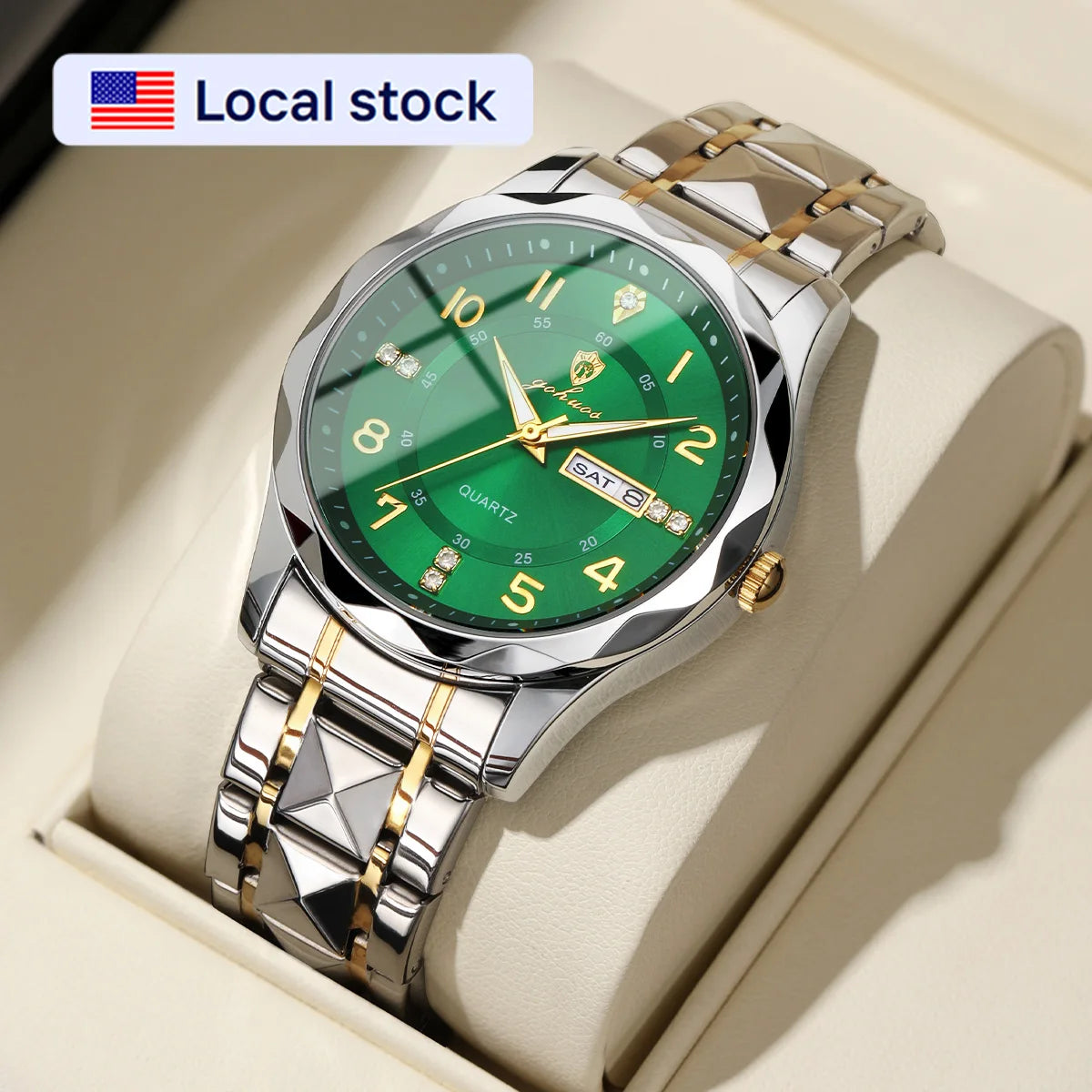 US Local Stock Gohuos 8810 Men's Business Quartz Watch Stainless Steel Luminous Hands Classic Watches Life Waterproof Wristwatch